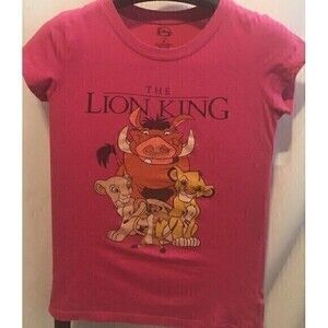 Disney THE LION KING Pink T-Shirt Short Sleeves Crew Neck Woman Top M